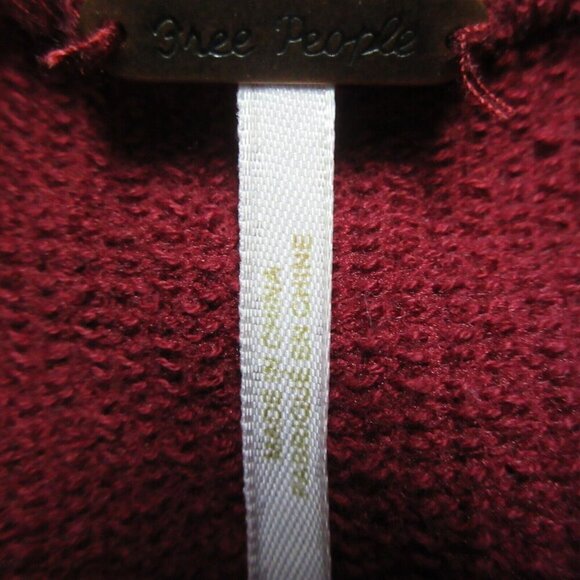 Free People Ottoman Slouchy Sweater Women XS Burgundy Cotton Blend Oversized 614 - Picture 5 of 13